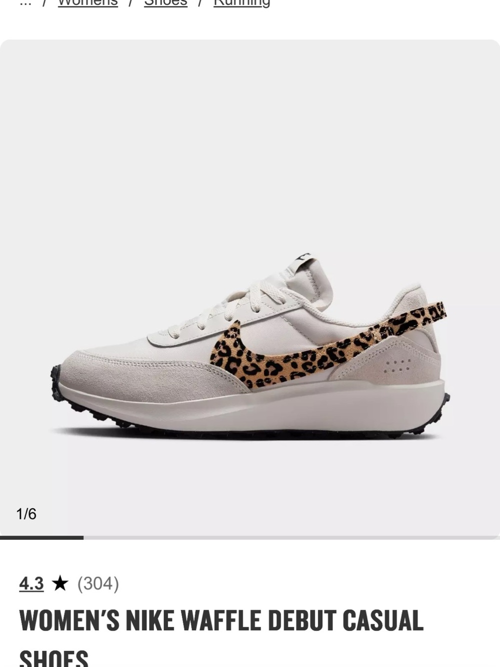 Nike Waffle Debute Leopard woman’s sneakers size 6 - Picture 4 of 15